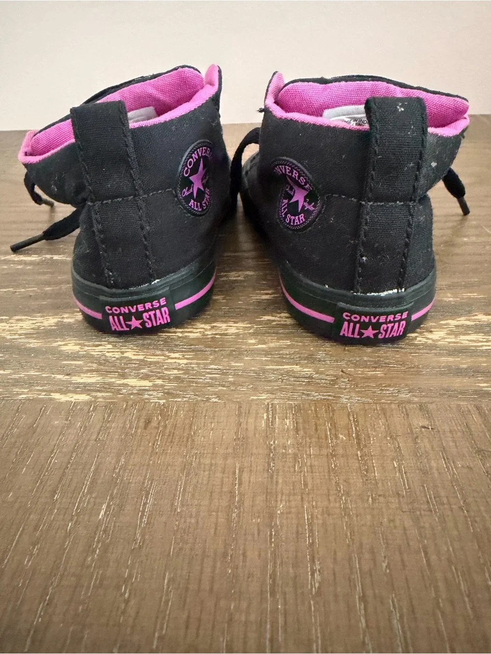 Converse Kids Black High-Top Sneakers with Pink Lining